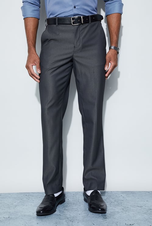 CODE Solid Slim Tapered Formal Trousers