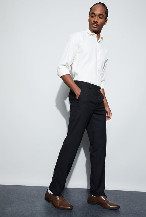 CODE Solid Slim Tapered Formal Trousers