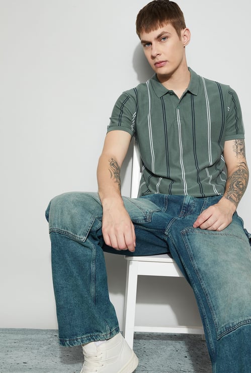 FAME FOREVER Striped Polo T-shirt