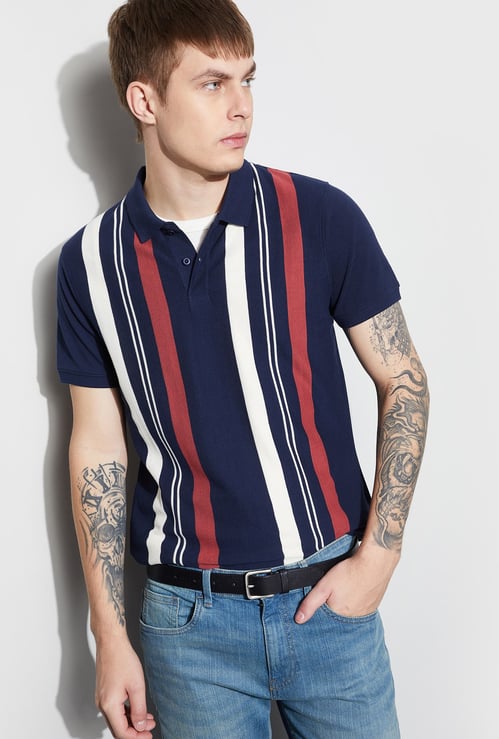 FAME FOREVER Striped Polo T-shirt