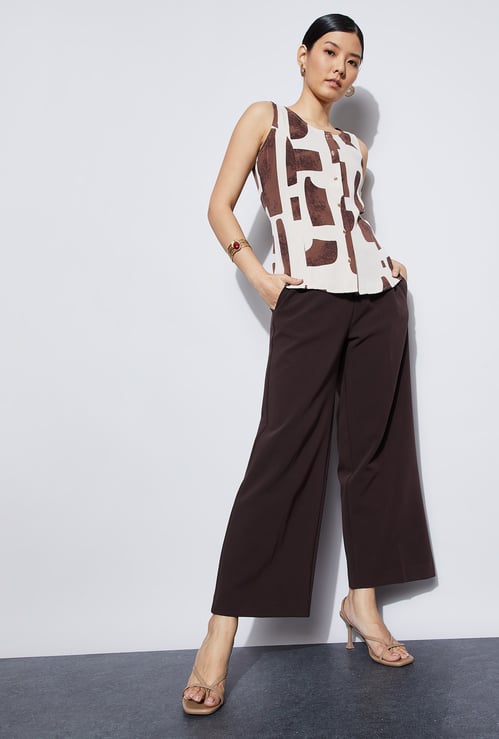 CODE Solid Flat Front Trousers