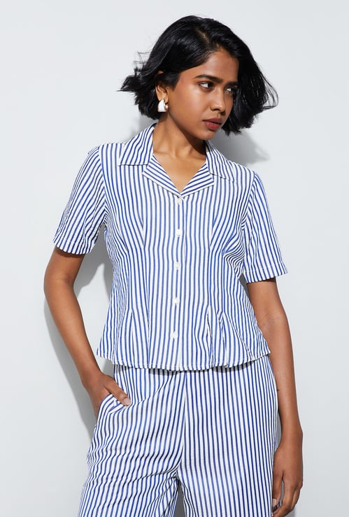 CODE Striped Cuban Collar Shirt