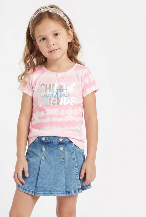FAME FOREVER Girls Typographic Print T-shirt
