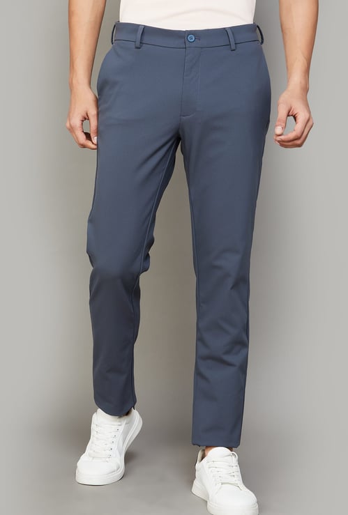 BLACKBERRYS CASUAL Solid Slim Straight Trousers