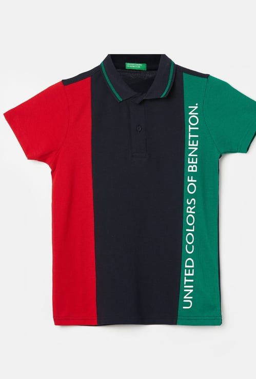 UNITED COLORS OF BENETTON Boys Colourblock Polo T-shirt