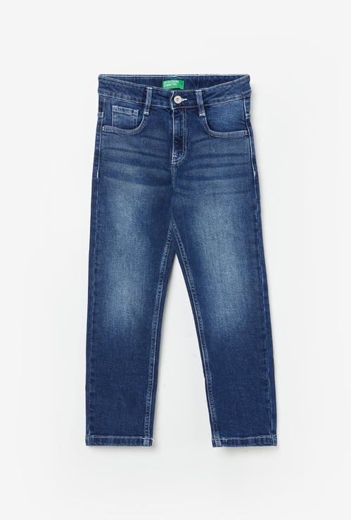 UNITED COLORS OF BENETTON Boys Medium Wash Regular Jeans