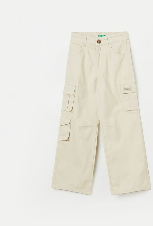 UNITED COLORS OF BENETTON Boys Solid Wide Leg Cargo Trousers