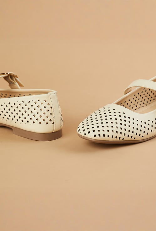 GINGER Laser-Cut Mary Jane Ballerinas