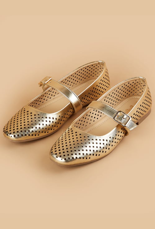 GINGER Laser-Cut Mary Jane Ballerinas