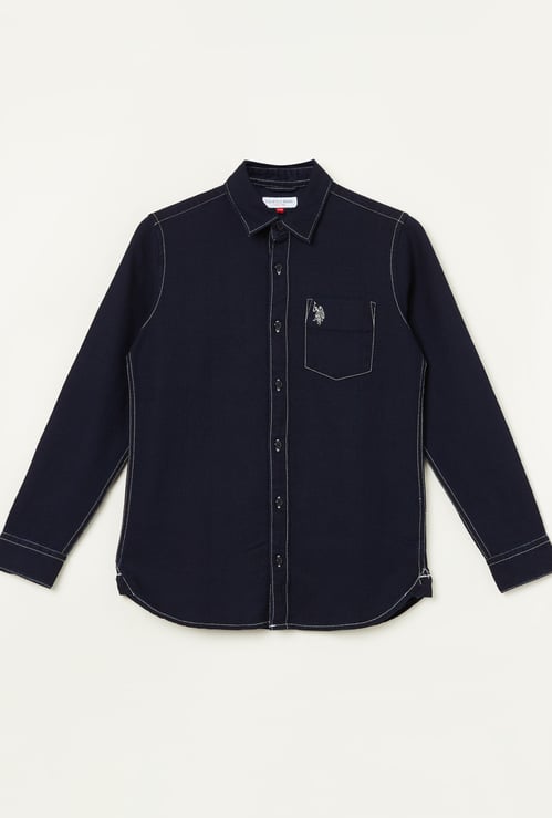US POLO ASSN KIDS Boys Textured Regular Fit Shirt