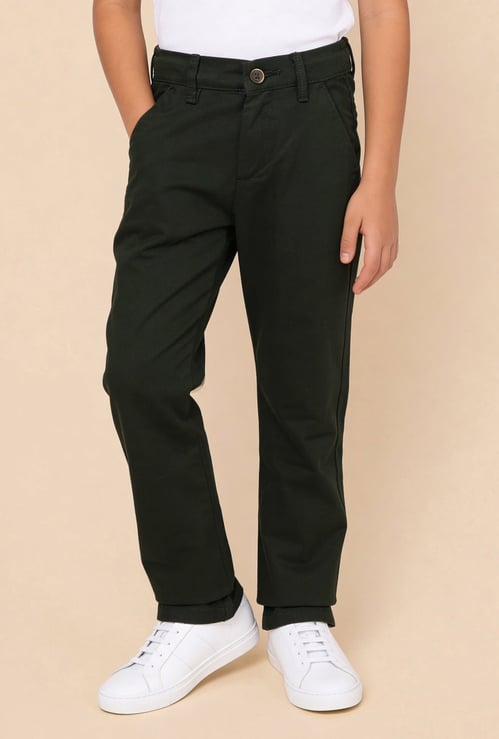 US POLO ASSN KIDS Boys Solid Slim Fit Trousers