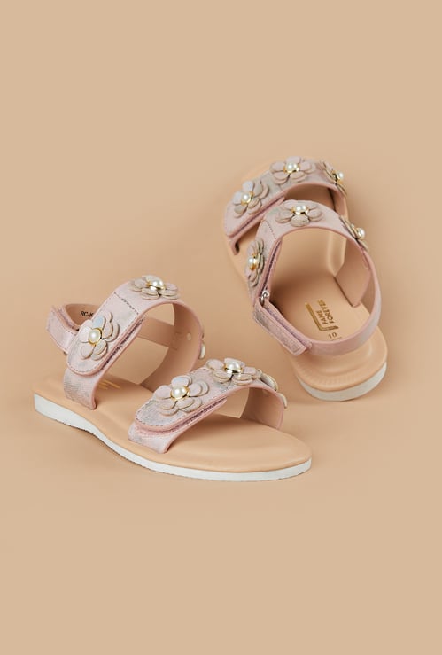 FAME FOREVER Girls Floral Applique Sandals