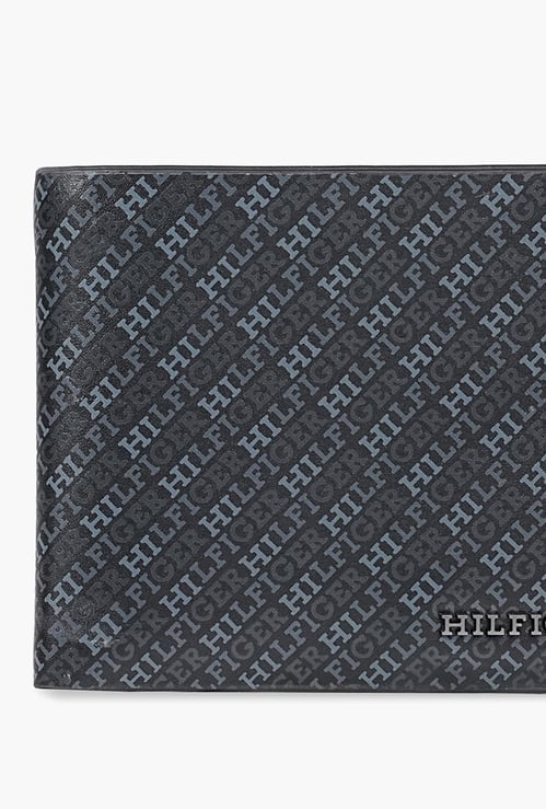 TOMMY HILFIGER Monogram Print Leather Bi-Fold Wallet