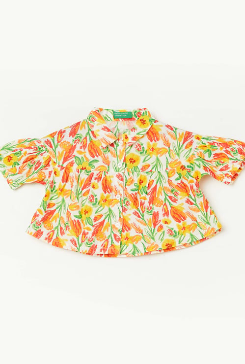 UNITED COLORS OF BENETTON Girls Floral Print Shirt