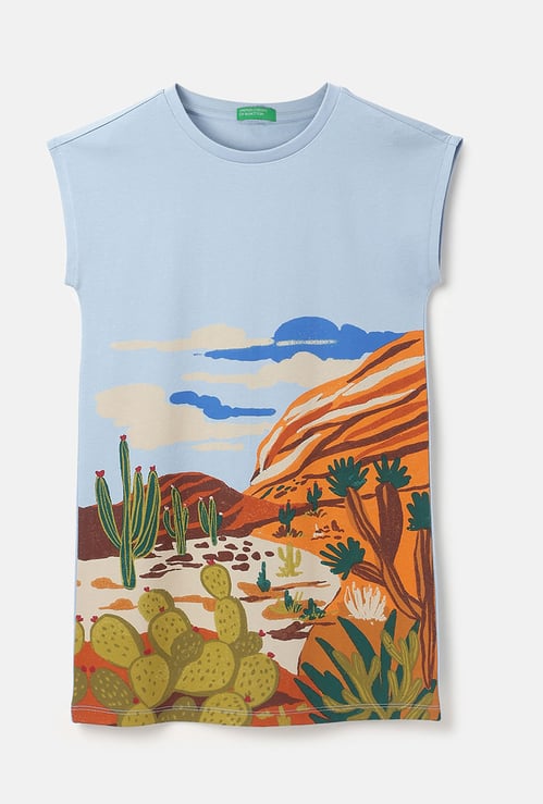 UNITED COLORS OF BENETTON Girls Graphic Print T-shirt Dress