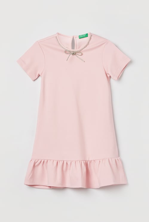 UNITED COLORS OF BENETTON Girls Solid Drop Waist Dress
