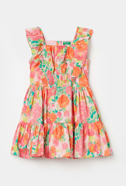 UNITED COLORS OF BENETTON Girls Floral Print Dress