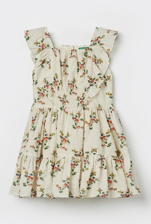 UNITED COLORS OF BENETTON Girls Printed Tiered Dress