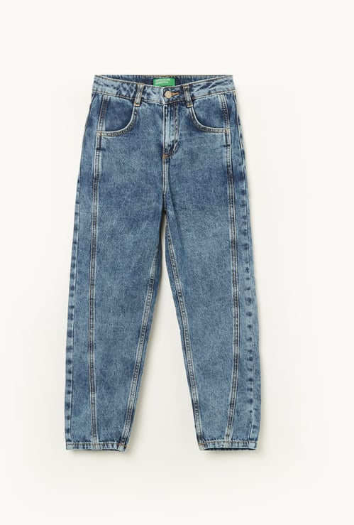 UNITED COLORS OF BENETTON Girls Washed Comfort Fit Jeans
