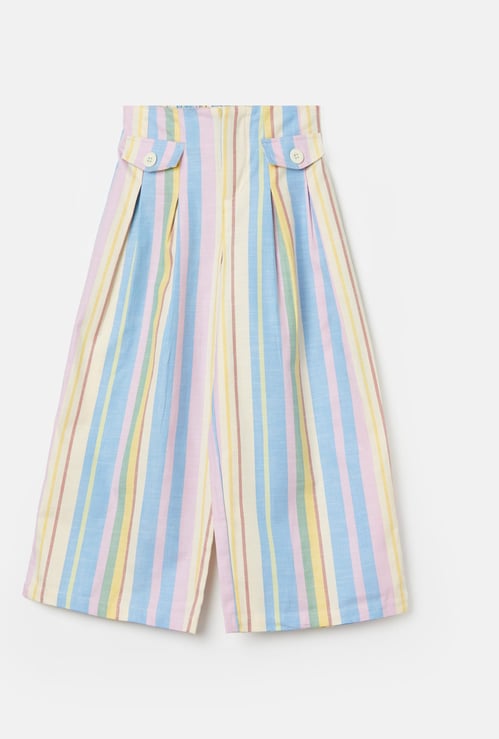 UNITED COLORS OF BENETTON Girls Striped Flat Front Trousers