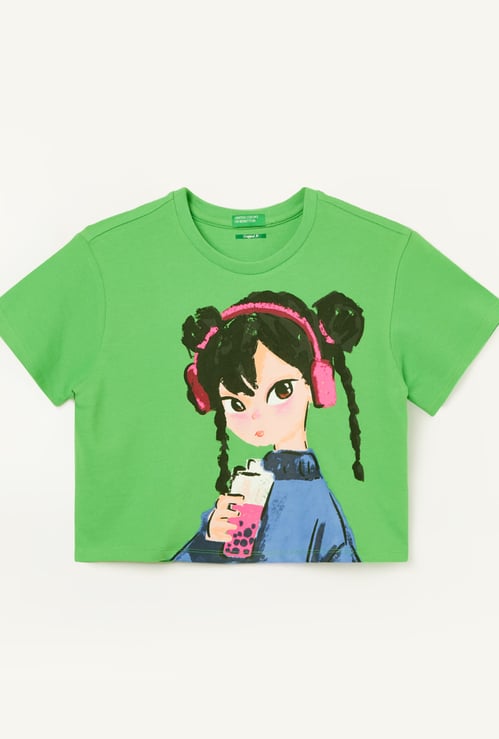 UNITED COLORS OF BENETTON Girls Graphic Print T-shirt