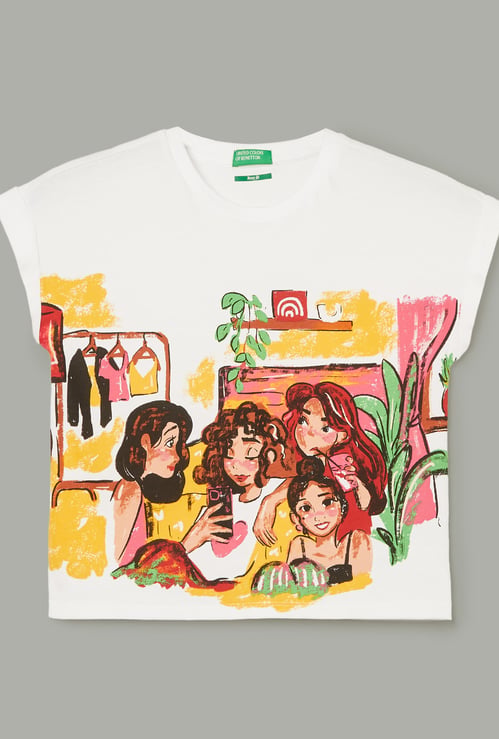 UNITED COLORS OF BENETTON Girls Graphic Print T-shirt