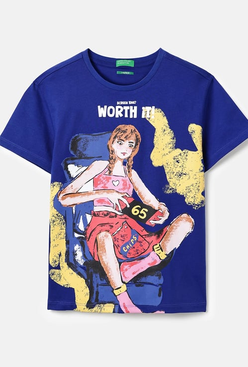 UNITED COLORS OF BENETTON Girls Graphic Print T-shirt