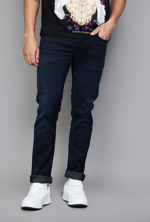 CELIO Solid Dark Wash Slim Tapered Jeans
