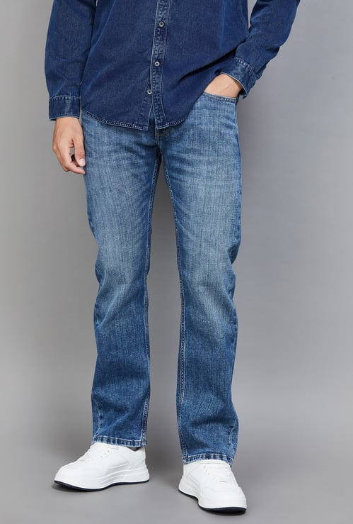 FLYING MACHINE Whiskered Straight Fit Jeans