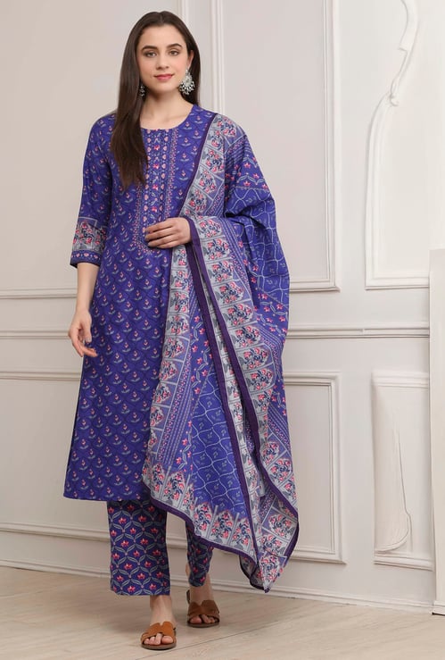 BIBA Ethnic Motif Straight Kurta Set