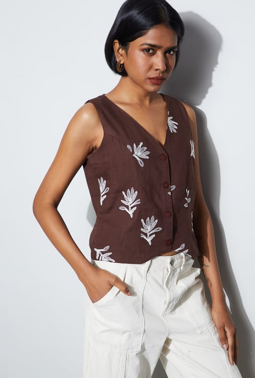 FAME FOREVER Embroidered Vest Top
