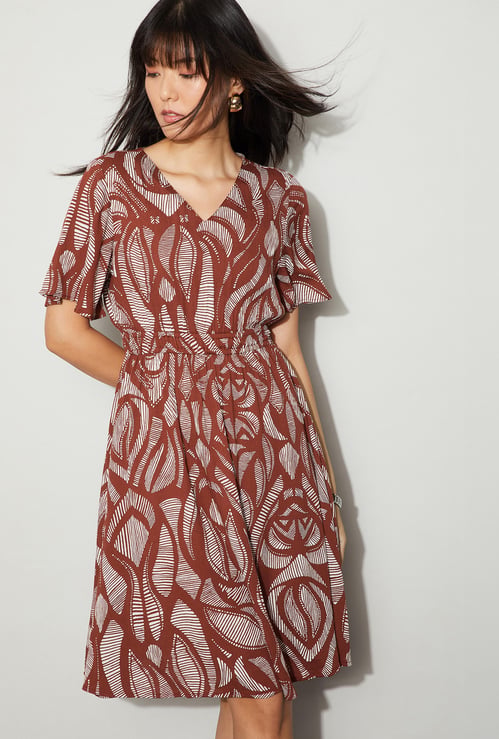 FAME FOREVER Printed A-Line Dress