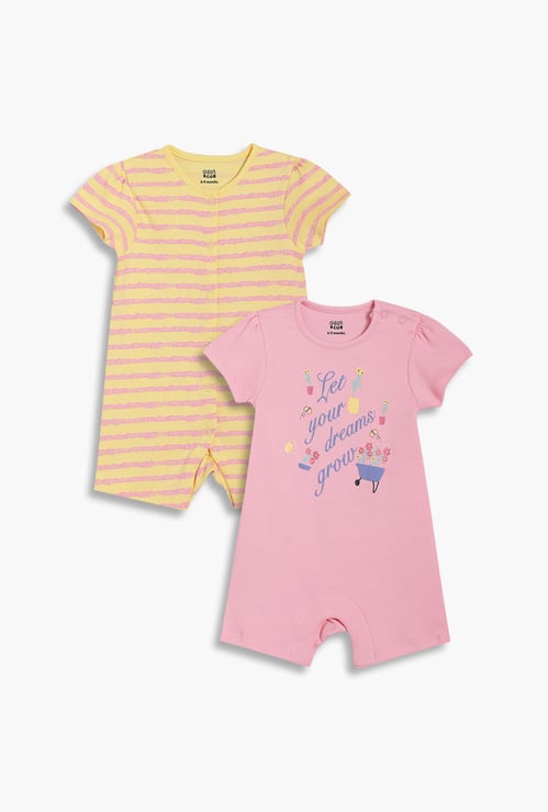 FS MINI KLUB Girls Assorted Rompers - Pack of 2