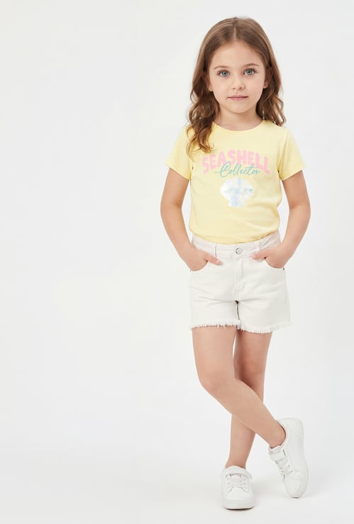 FAME FOREVER Girls Solid Denim Shorts