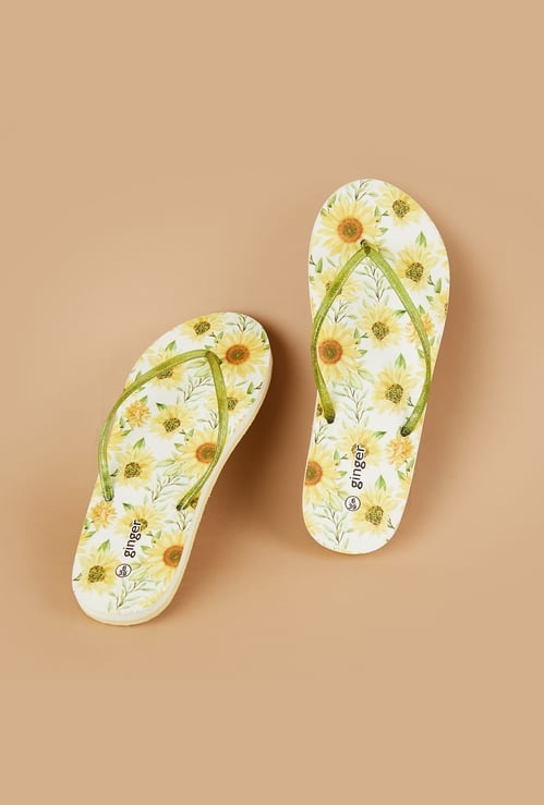 GINGER Floral Print Flip Flops