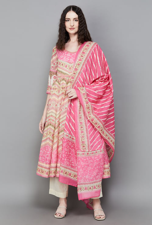 BIBA Floral Print Flared Kurta Set