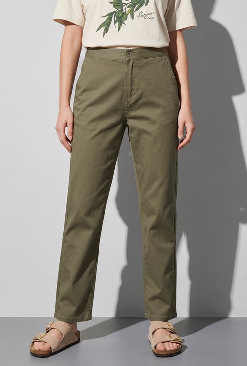 FAME FOREVER  Solid Mid-Rise Pants