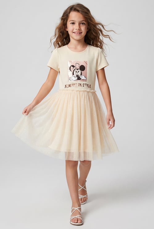 FAME FOREVER Girls Minnie Mouse Midi Dress