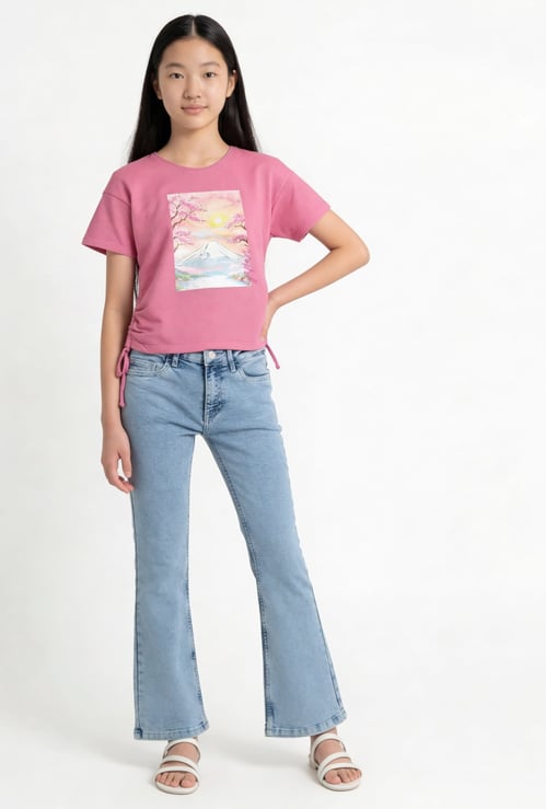 FAME FOREVER Girls Solid Mid-Rise Jeans