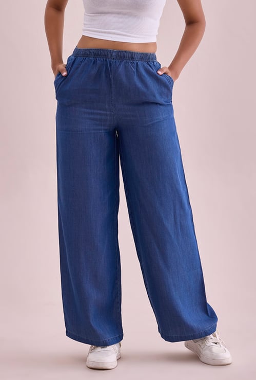 GO COLORS Solid Palazzos