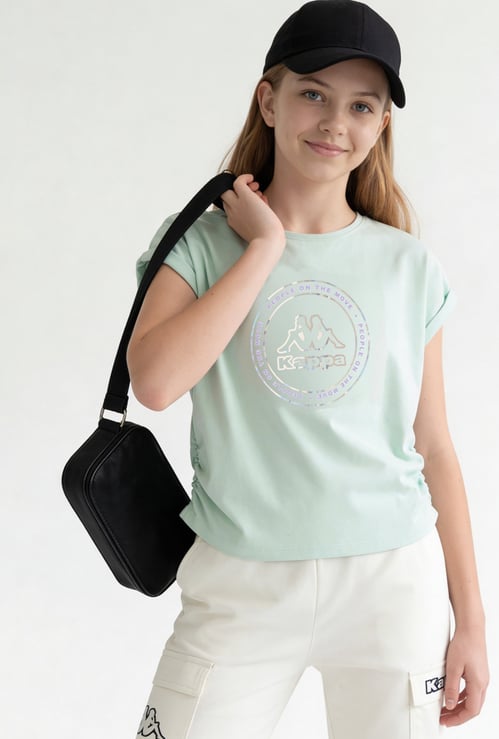 KAPPA Girls Brand Print Ruched Top