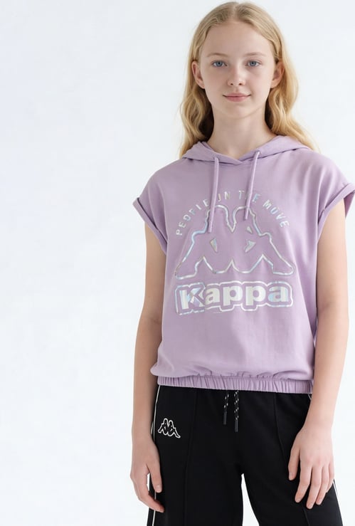 KAPPA Girls Brand Print Hooded Top