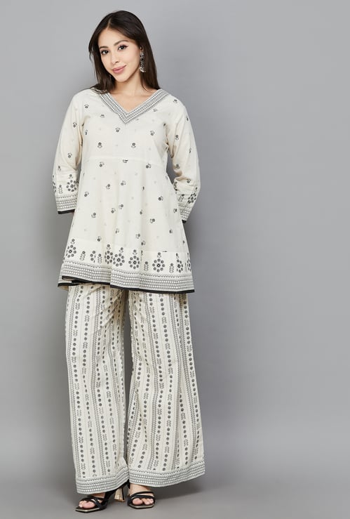 SPAN Ethnic Motif A-Line Kurti Set