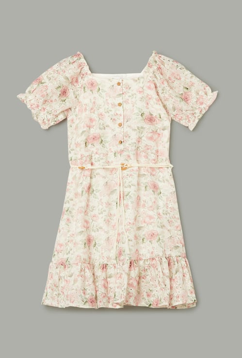 PEPPERMINT Girls Floral Print A-Line Dress