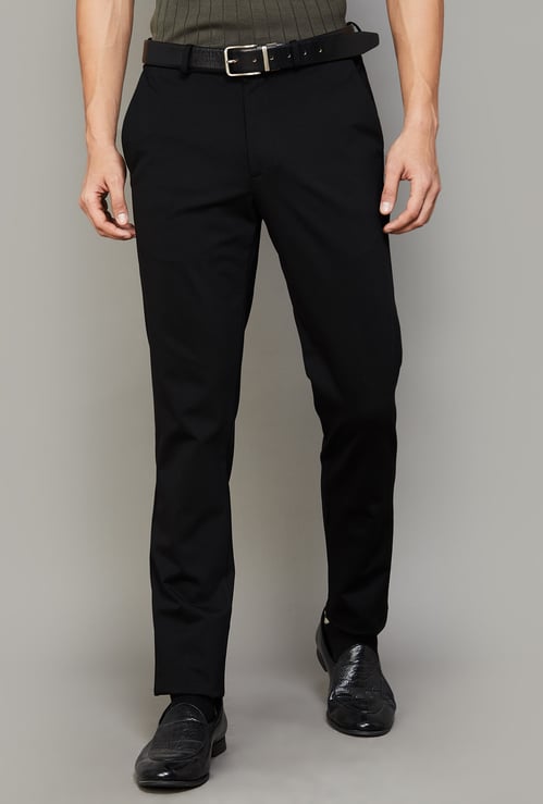 LOUIS PHILIPPE Solid Slim Tapered Formal Trousers