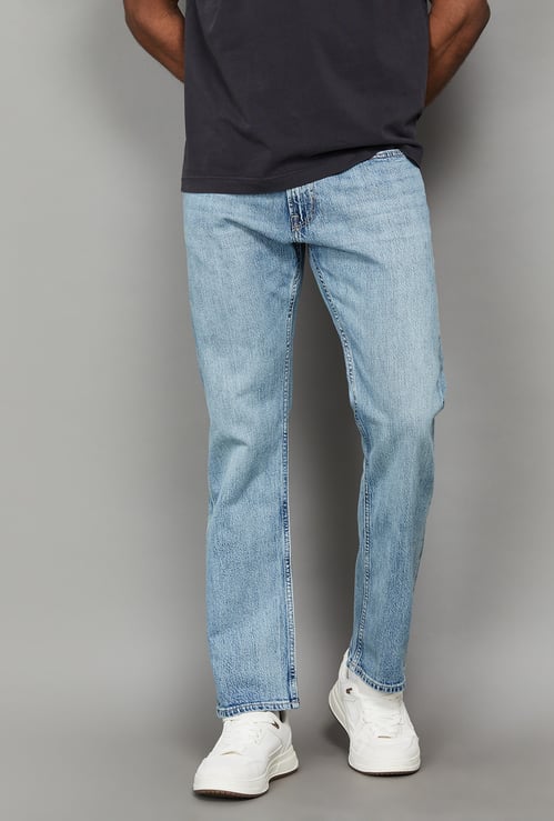 FLYING MACHINE Washed Regular Straight Jeans