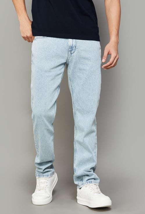 FLYING MACHINE Washed Slim Straight Jeans