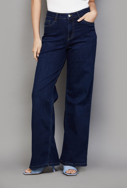 KRAUS Solid Wide Leg Jeans