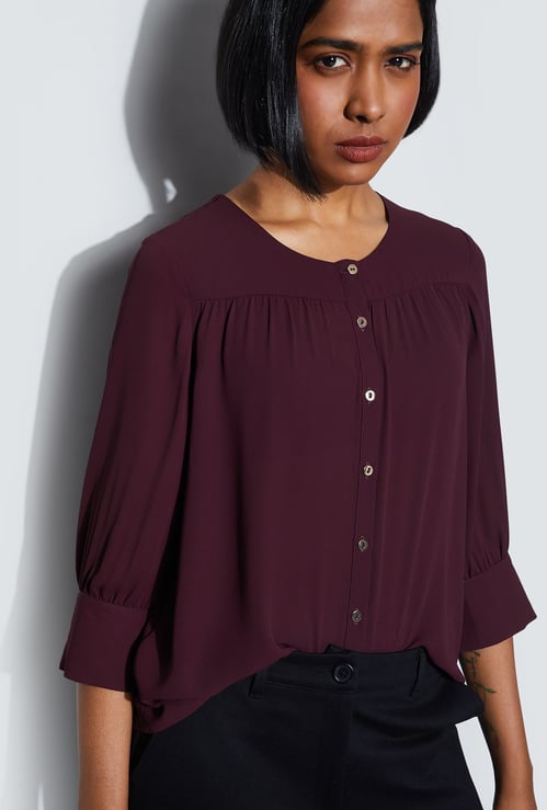 CODE CLASSIC Button Closure 3/4th Sleeves Top