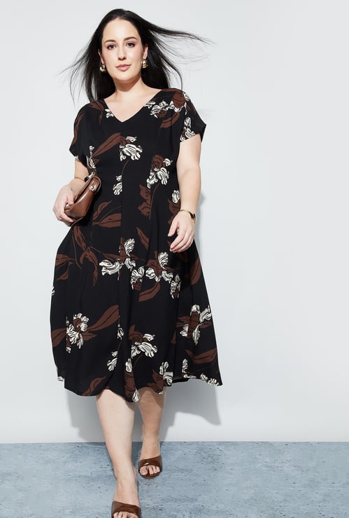 NEXUS Floral V-Neck A-Line Dress